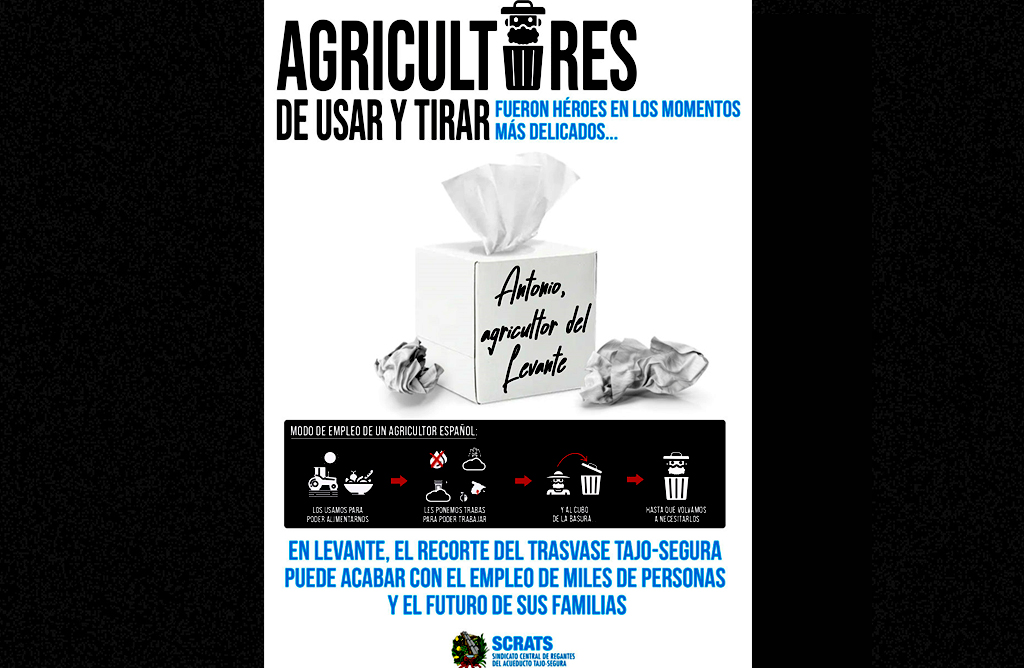 Regantes del Tajo-Segura inician una campaña para visibilizar las trabas al sector agrícola para 